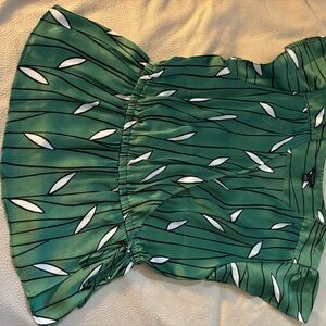 Green Leaf Print Women's Top